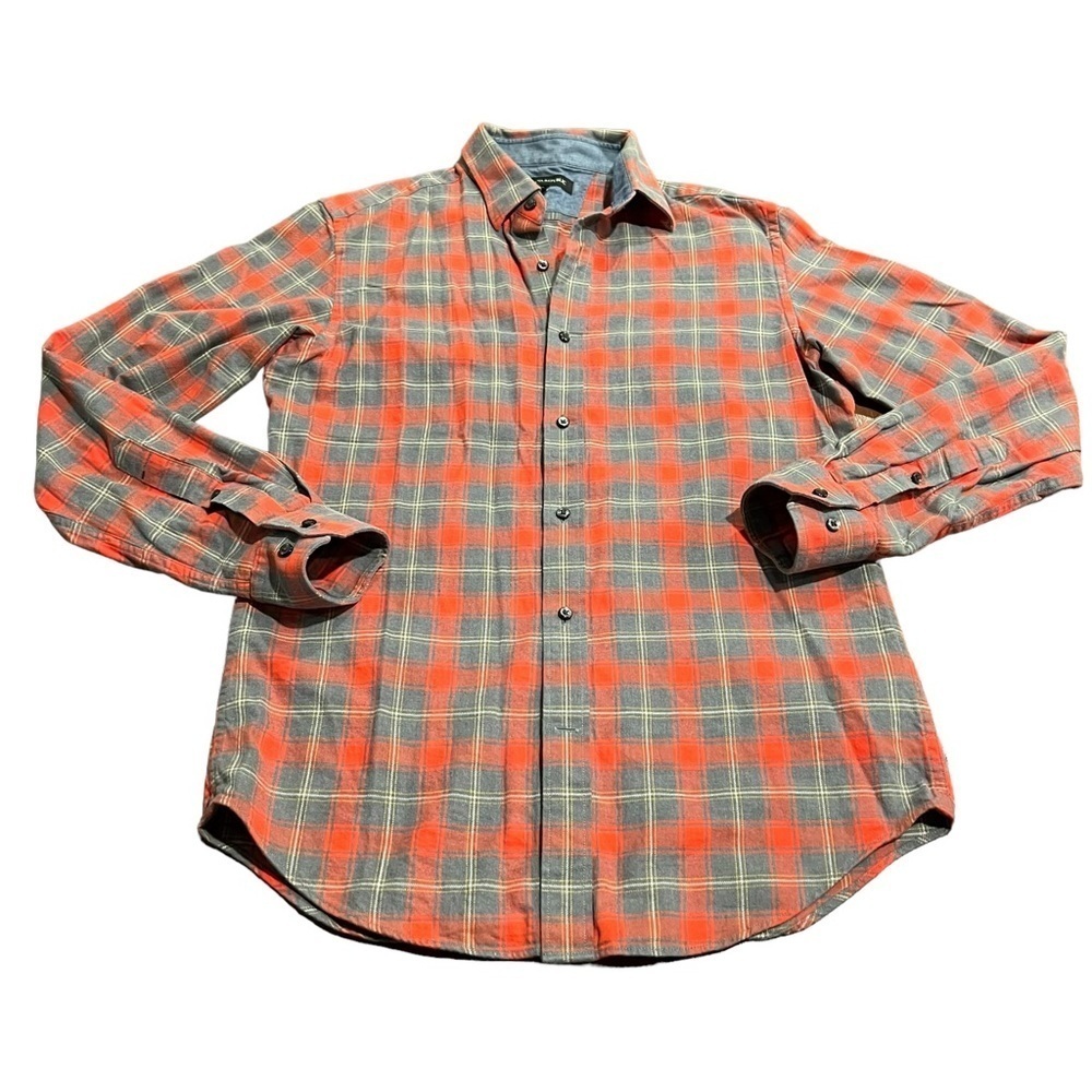 Banana Republic Plaid Flannel Shirt Red Gray Size Small